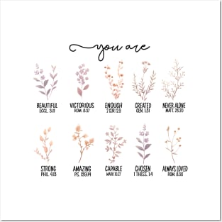 You Are Bible Verse Inspiration Bible Wild Flowers Christian 2 Posters and Art